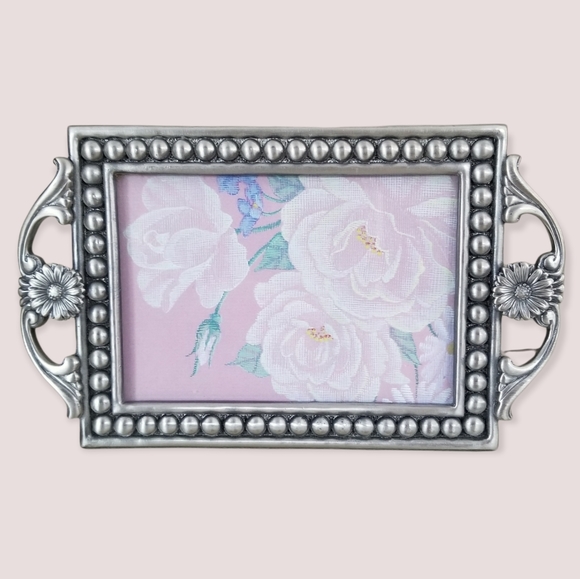 Vintage Greeting Card Silver Tone Metal 4 3/4" x 3 1/3" Photo Picture Frame - Picture 2 of 9